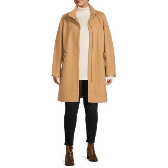 Time and Tru Jackets & Blazers - Faux Wool Funnel Neck Coat Large